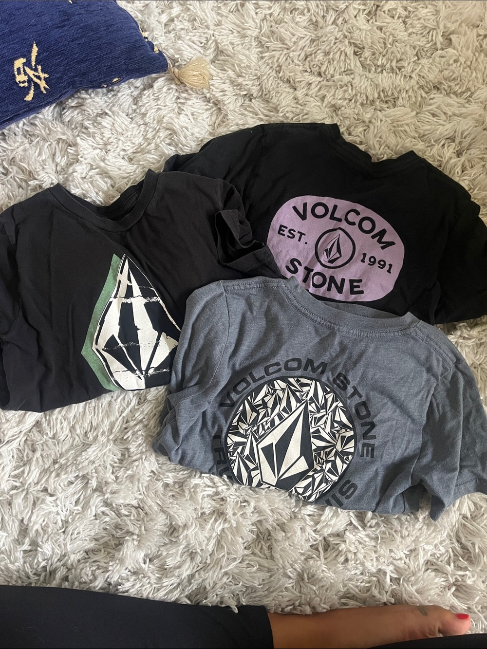 Volcom Kids' Graphic Tees in Black, Gray and Purple Accents
